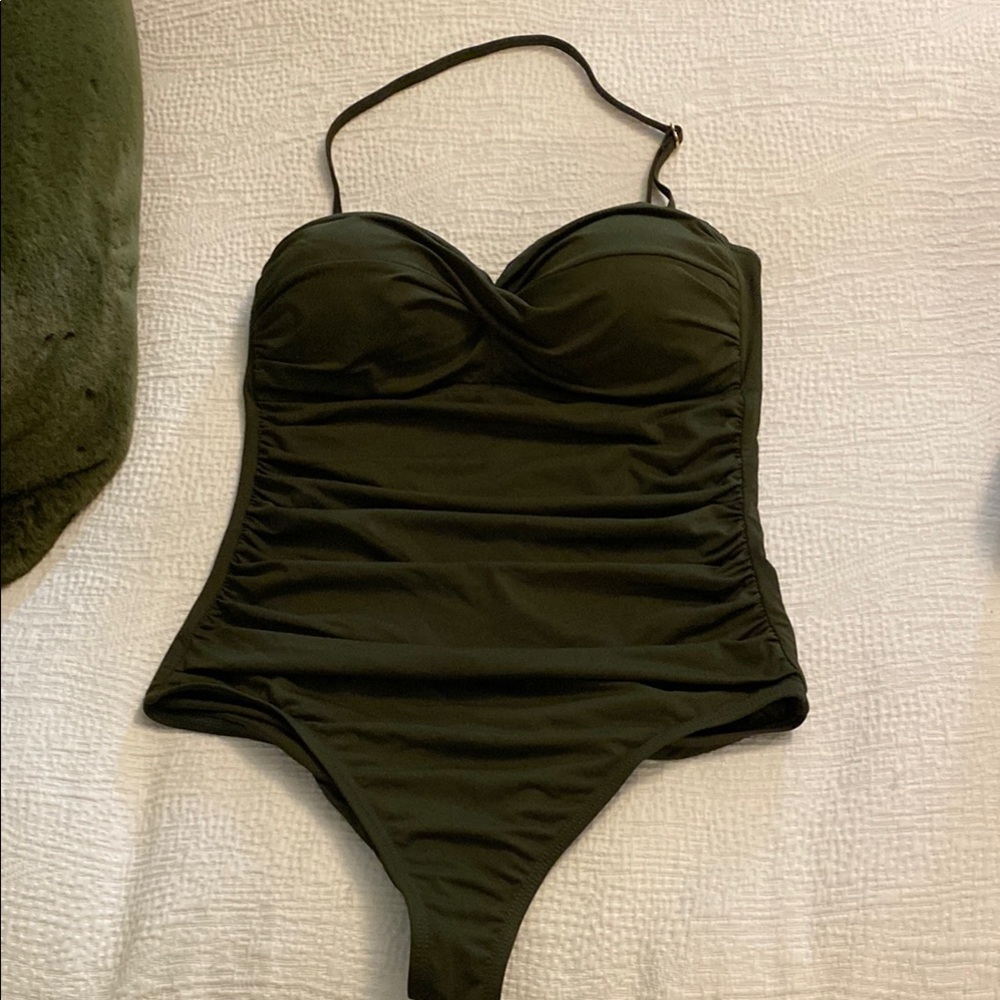 Anne Klein Olive Green One Piece Swimsuit